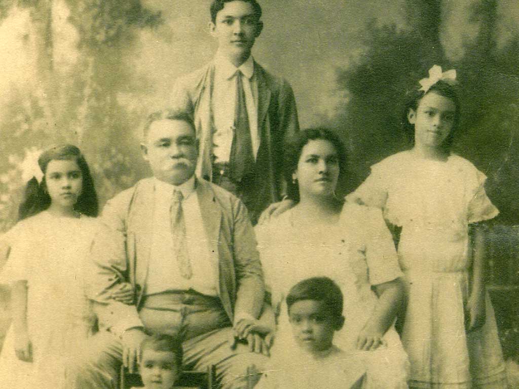 Grandfather Fernando Calderon (rear) with his family